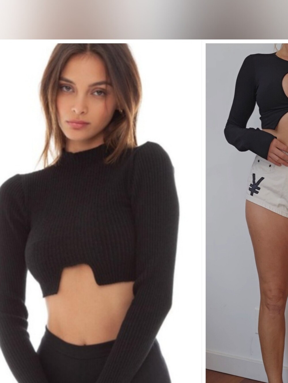 AYAI Are You Am I Rare Cut Out Tie Front Black Long Sleeve Xs